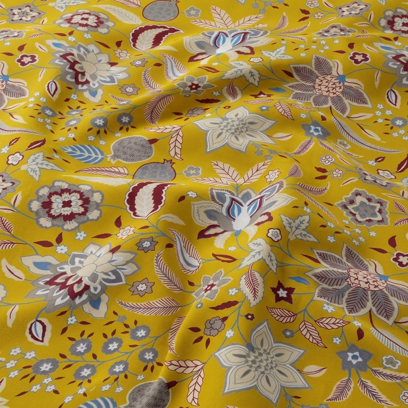 Yellow Yellow Floral Cotton Fabric - Swirl