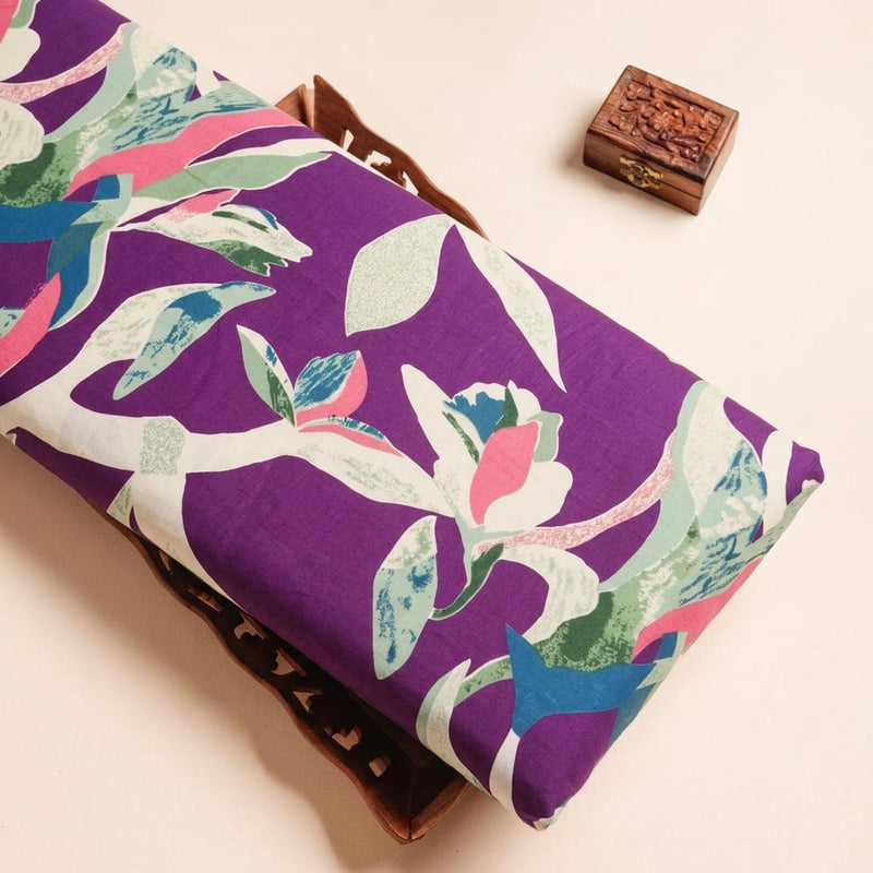 Purple Purple Floral Cotton Fabric - Tray