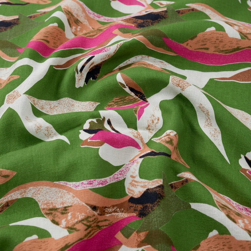 Green Green Floral Cotton Fabric - Swirl