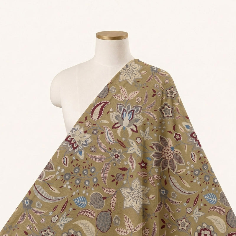 Beigee Beigee Floral Cotton Fabric - Saree drape