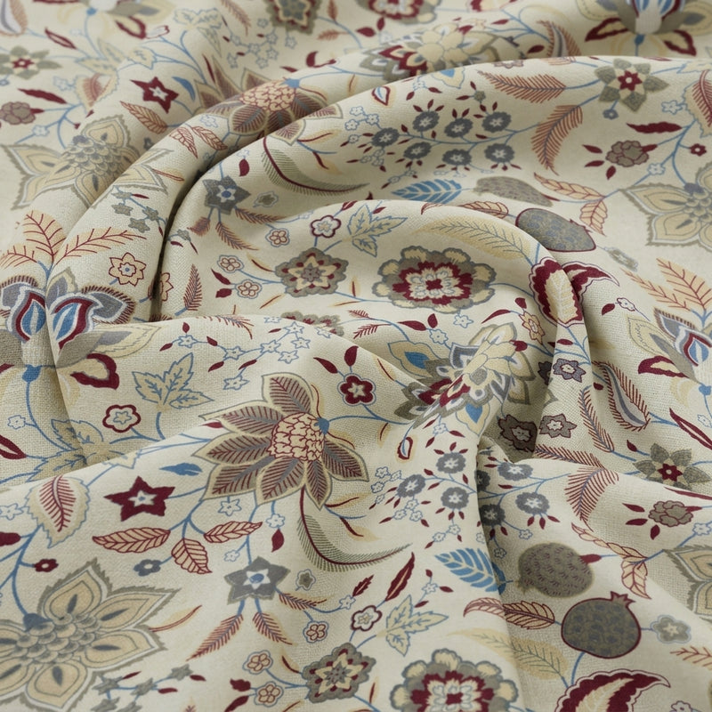 Cream Cream Floral Cotton Fabric - Swirl