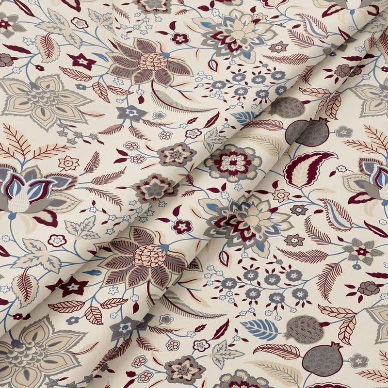 Cream Cream Floral Cotton Fabric - Folds