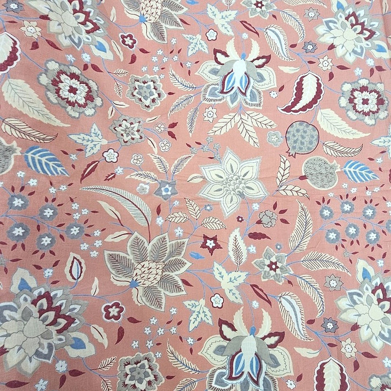 Pink Pink Floral Cotton Fabric - Flat fabric