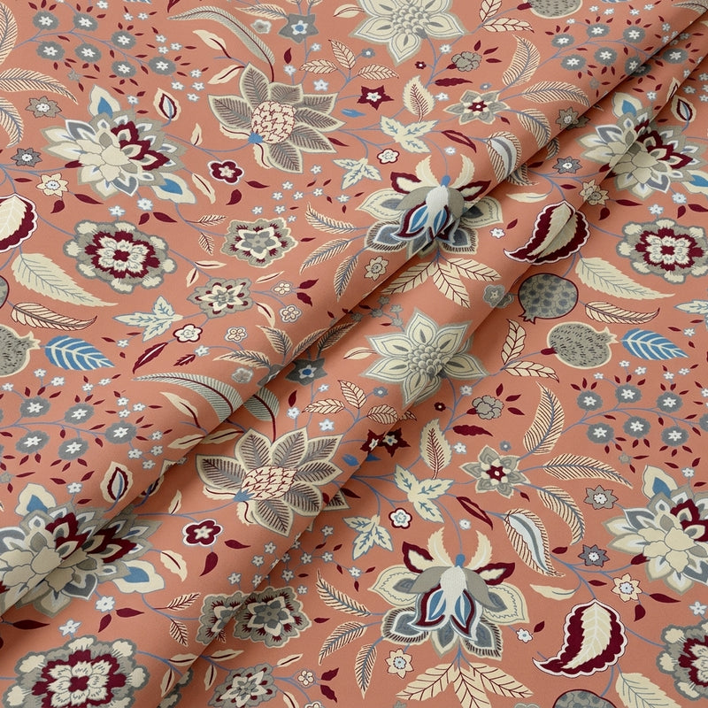 Pink Pink Floral Cotton Fabric - Folds