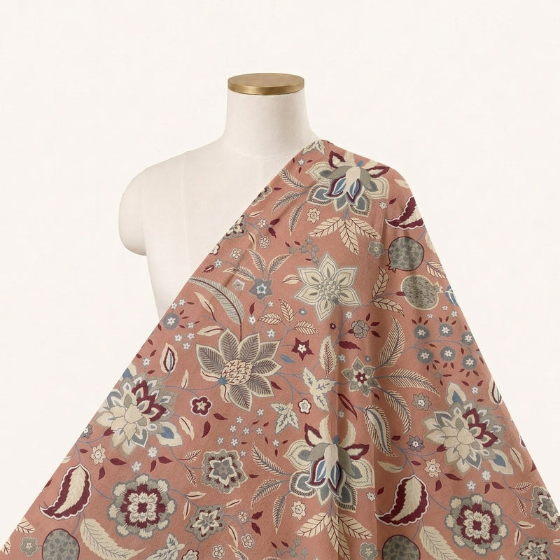 Pink Pink Floral Cotton Fabric - Saree drape
