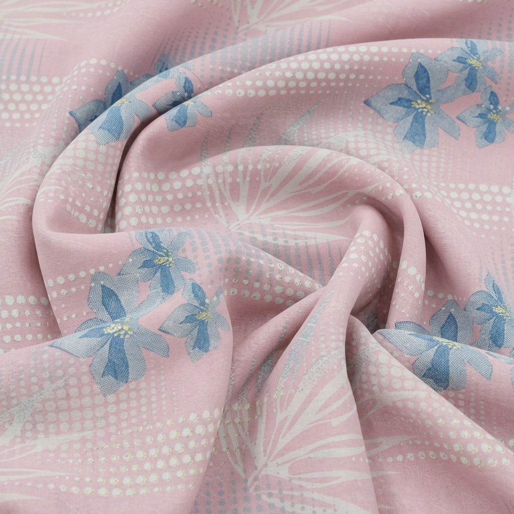 Swirled Foil Print Light Pink Foil Print Cotton Fabric