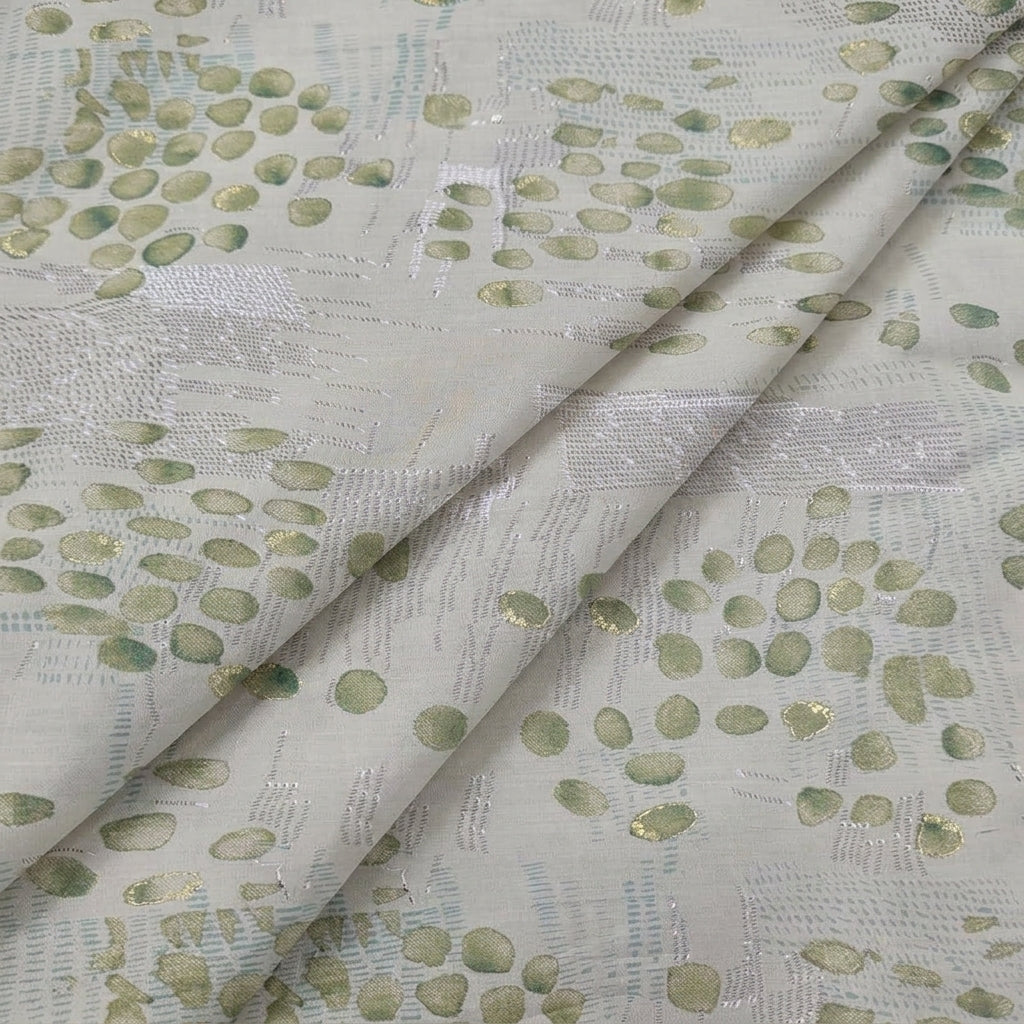 Folded Foil Print Beige Foil Print Cotton Fabric