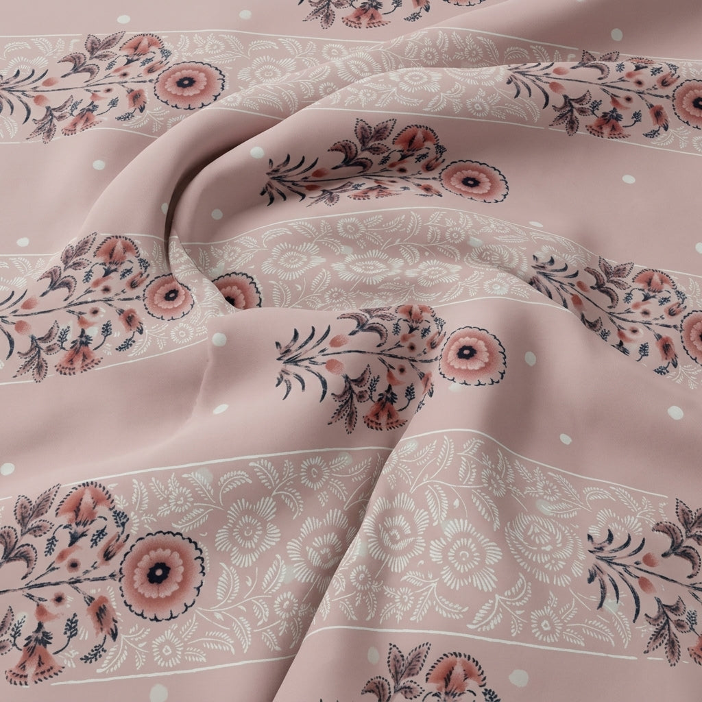 Swirled Foil Print Pink Foil Print Cotton Fabric