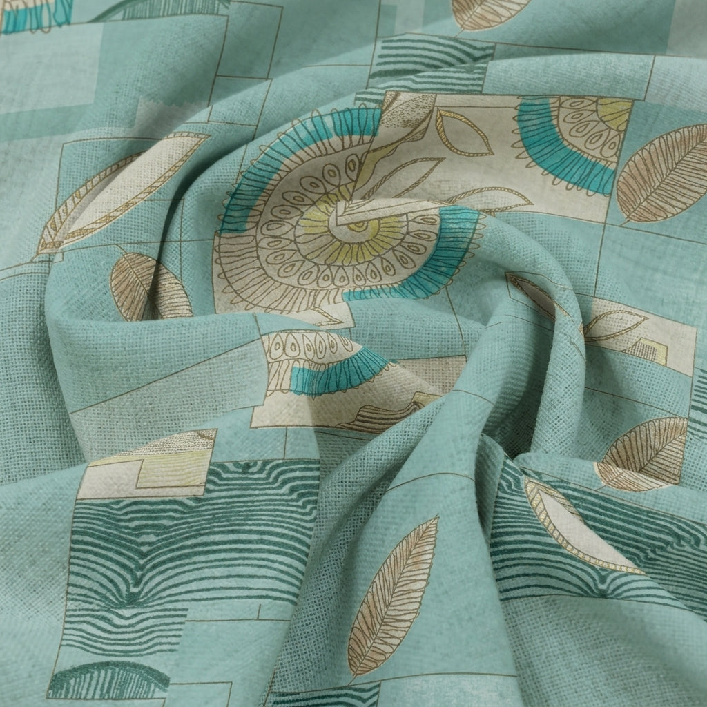 Swirled Foil Print Green Foil Print Cotton Fabric