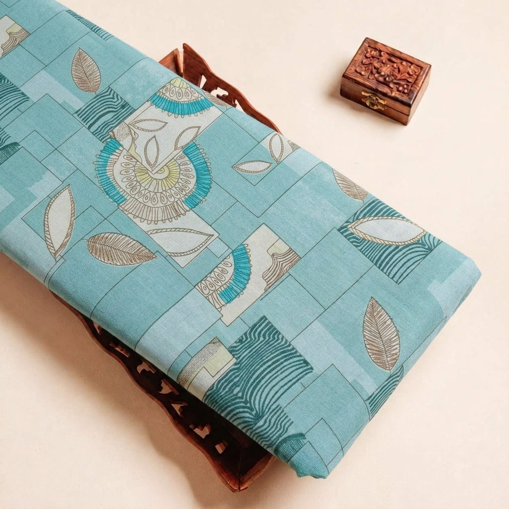 Folded Green Foil Print Cotton Fabric Highlighting Abstract and Texture