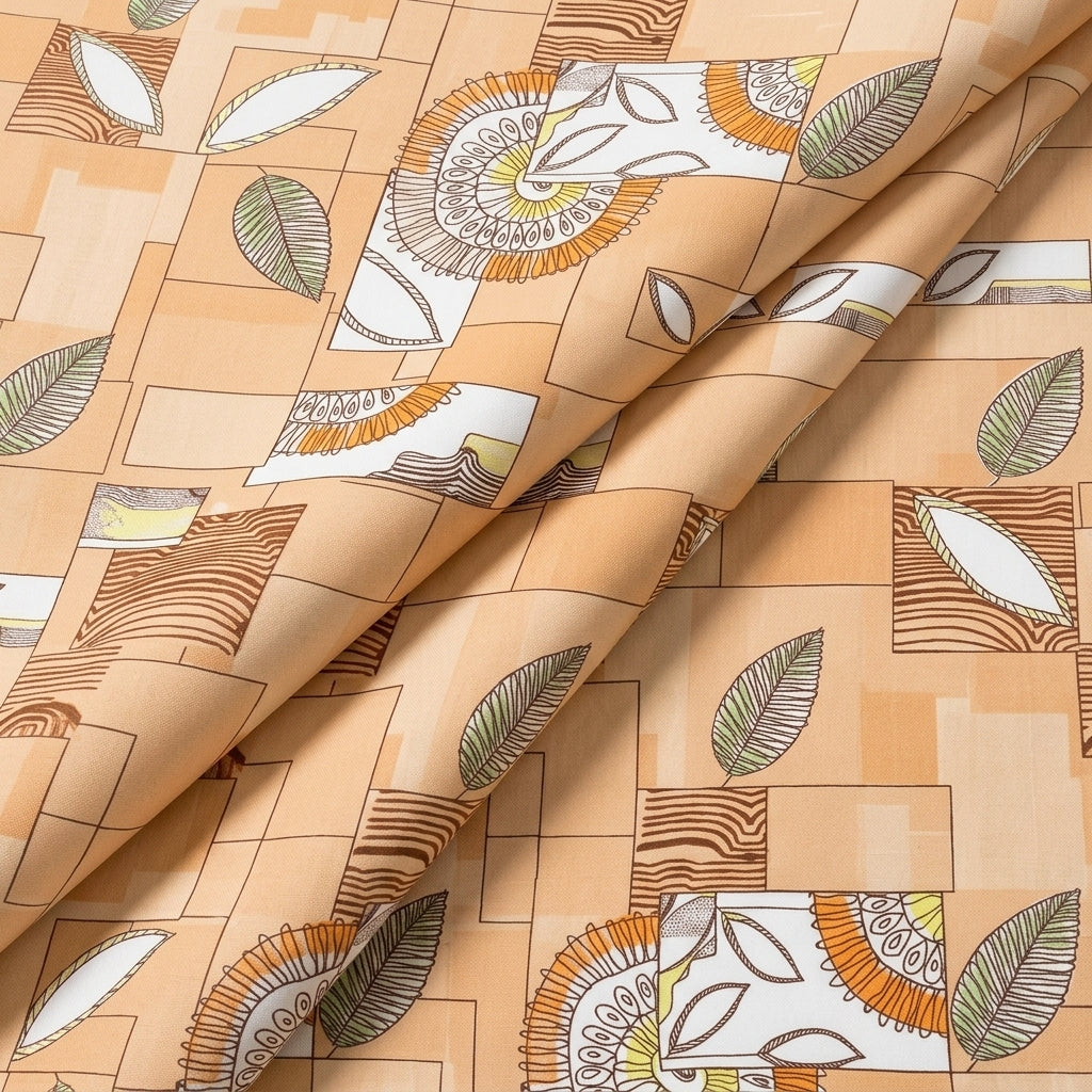 Folded Foil Print Peach Foil Print Cotton Fabric