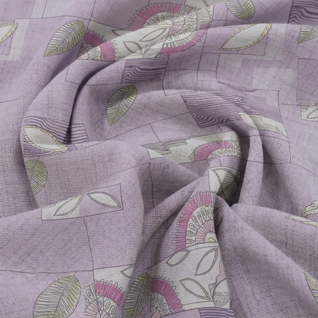 Swirled Foil Print Violet Foil Print Cotton Fabric