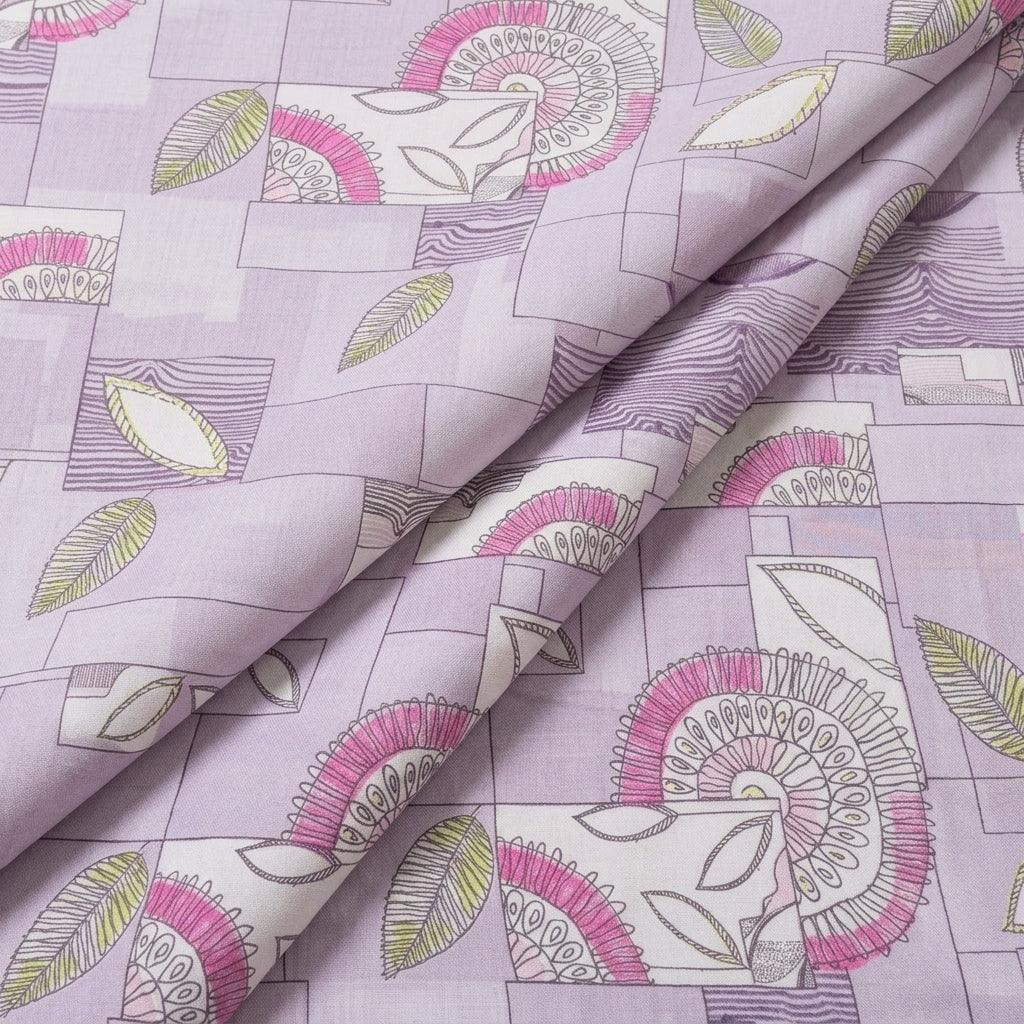 Folded Foil Print Violet Foil Print Cotton Fabric