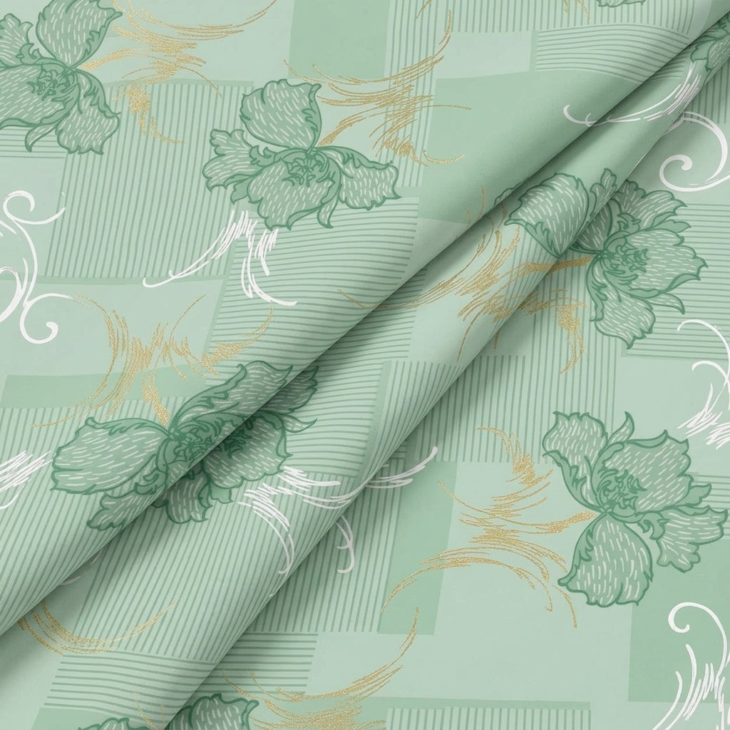 Folded Foil Print Green Foil Print Cotton Fabric