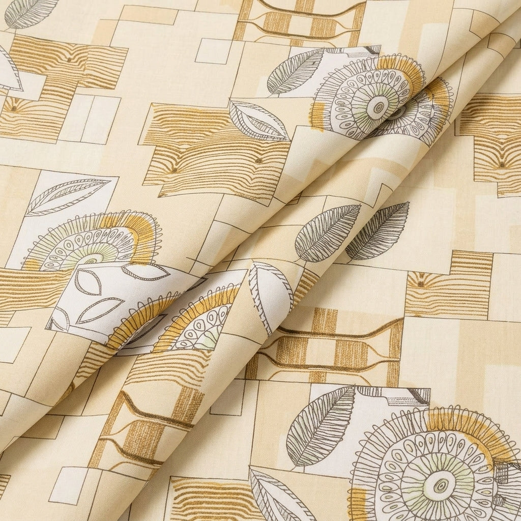 Folded Foil Print Yellow Foil Print Cotton Fabric