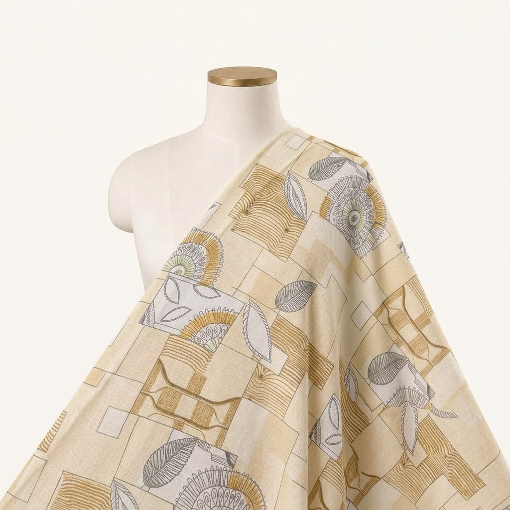 Foil Print Yellow Foil Print Cotton Fabric Draped as a saree