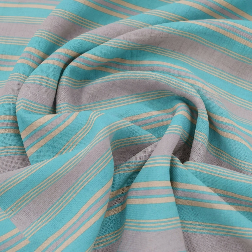 Swirled Stripes Blue Stripes Cotton Fabric