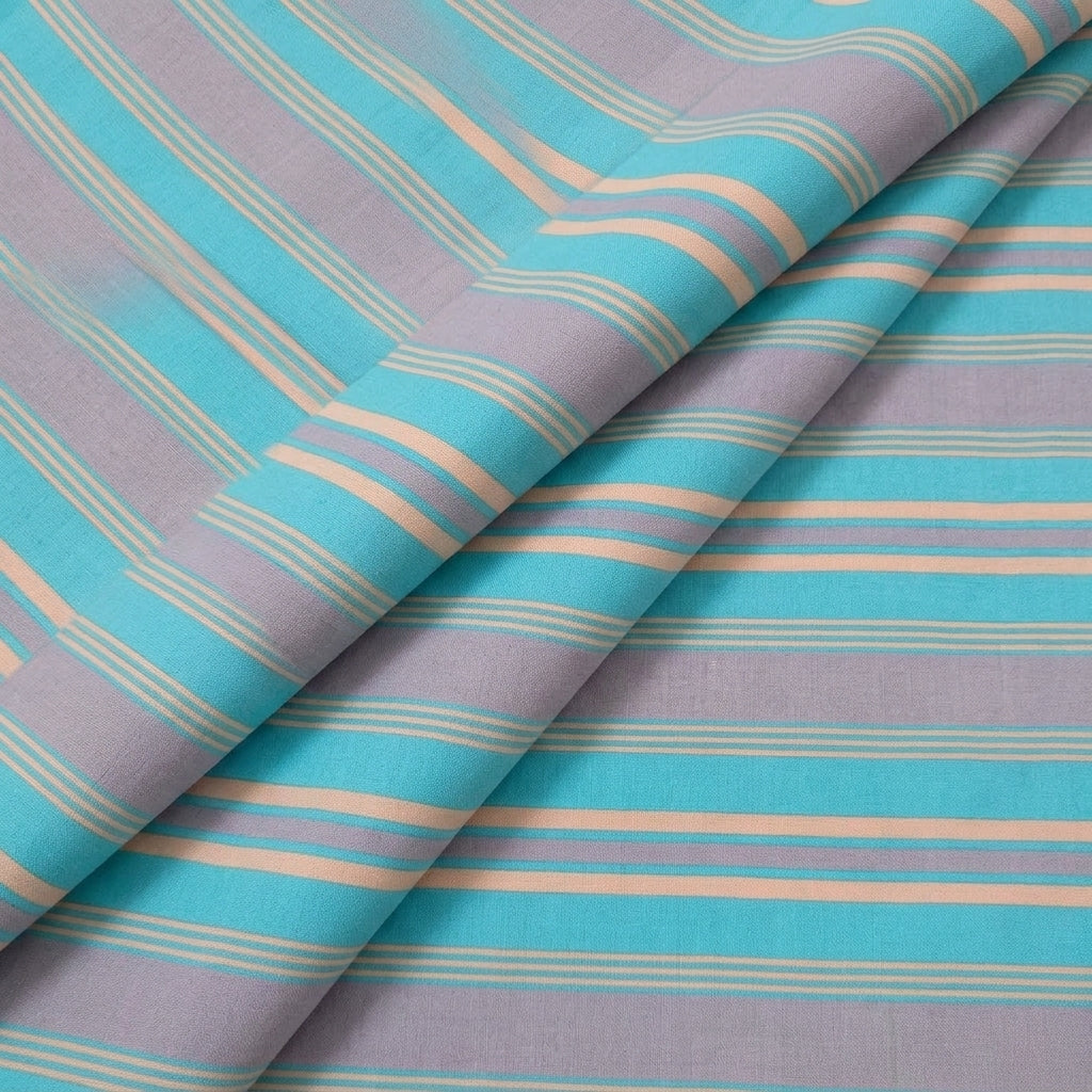 Folded Stripes Blue Stripes Cotton Fabric