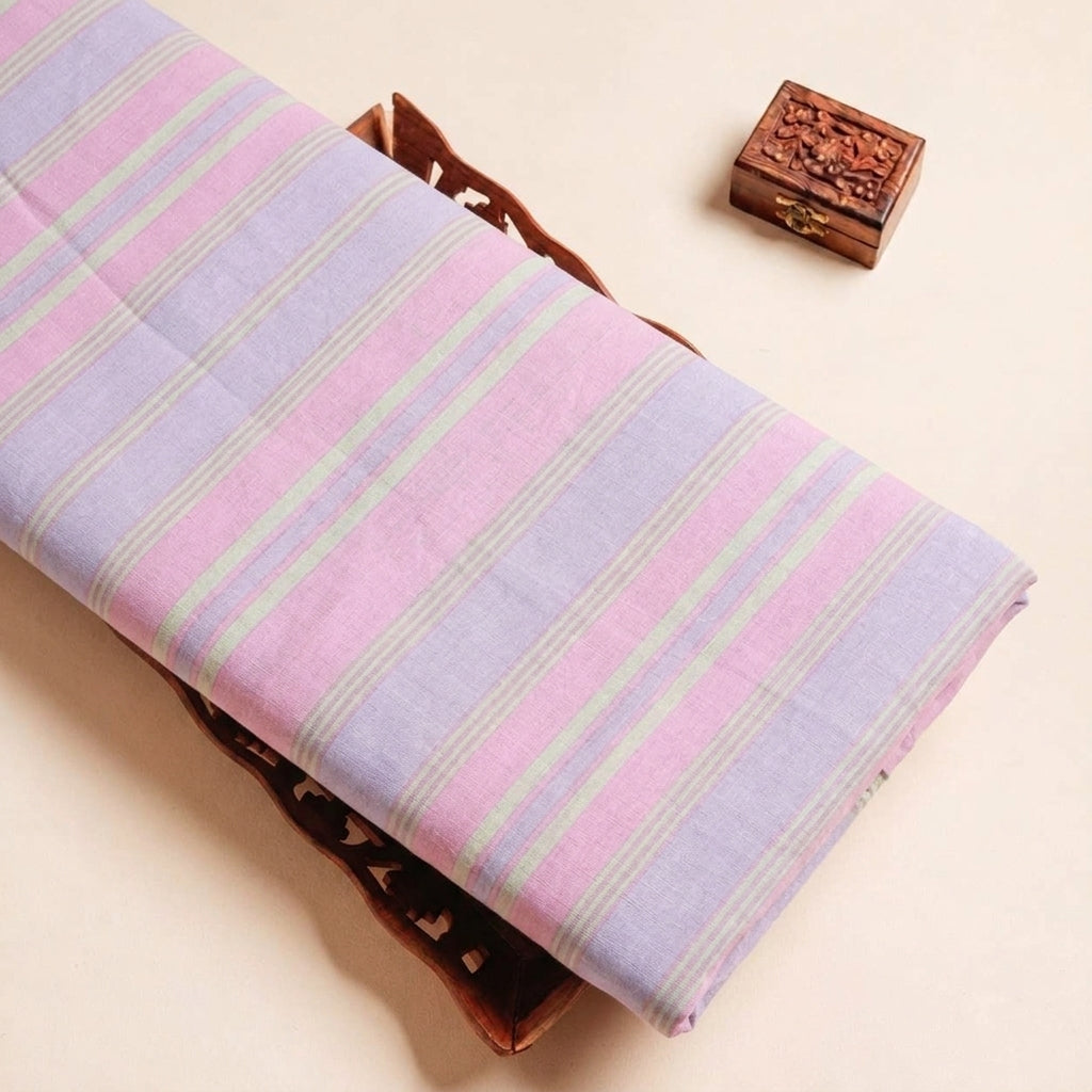 Folded Pink Stripes Cotton Fabric Highlighting and Texture