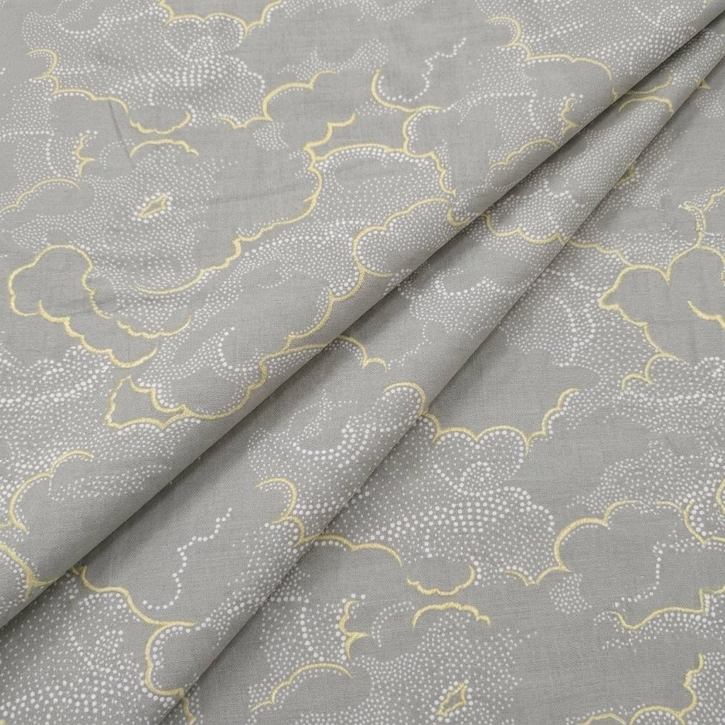 Folded Foil Print Grey Foil Print Cotton Fabric