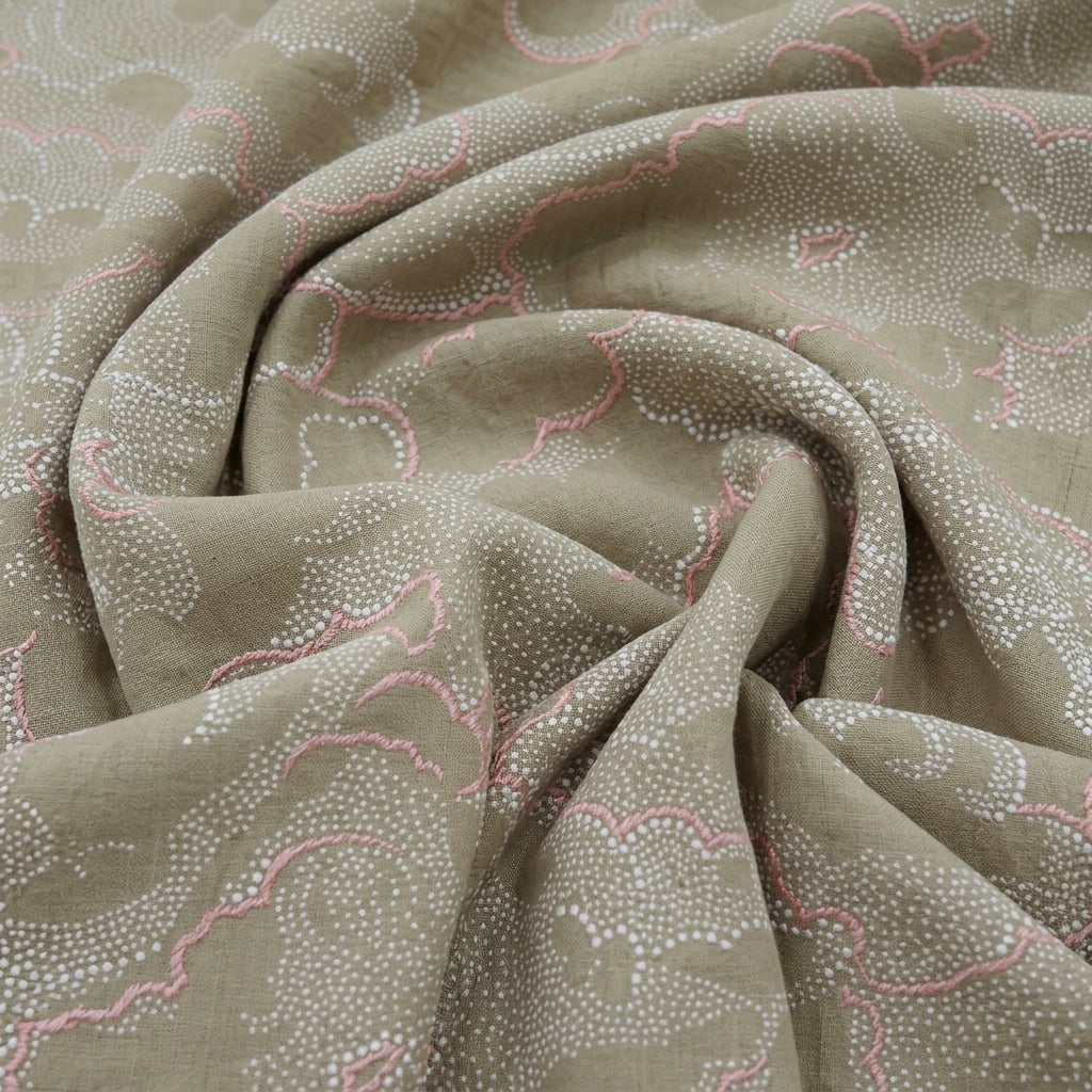 Swirled Foil Print Green Foil Print Cotton Fabric