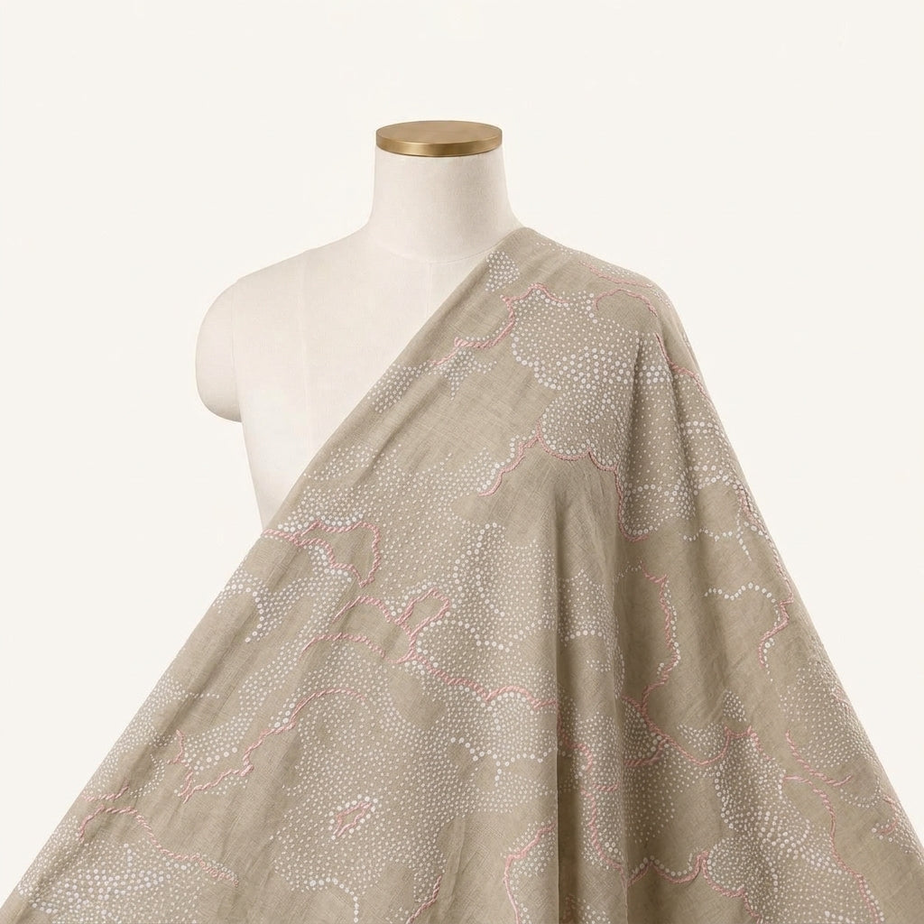 Foil Print Green Foil Print Cotton Fabric Draped as a saree