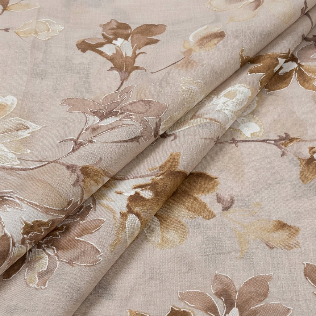 Folded Foil Print Beige Foil Print Cotton Fabric