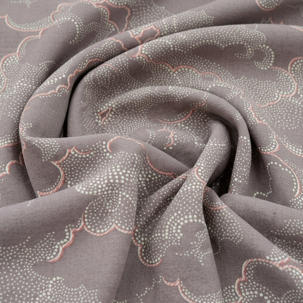 Swirled Foil Print Light Muave Foil Print Cotton Fabric