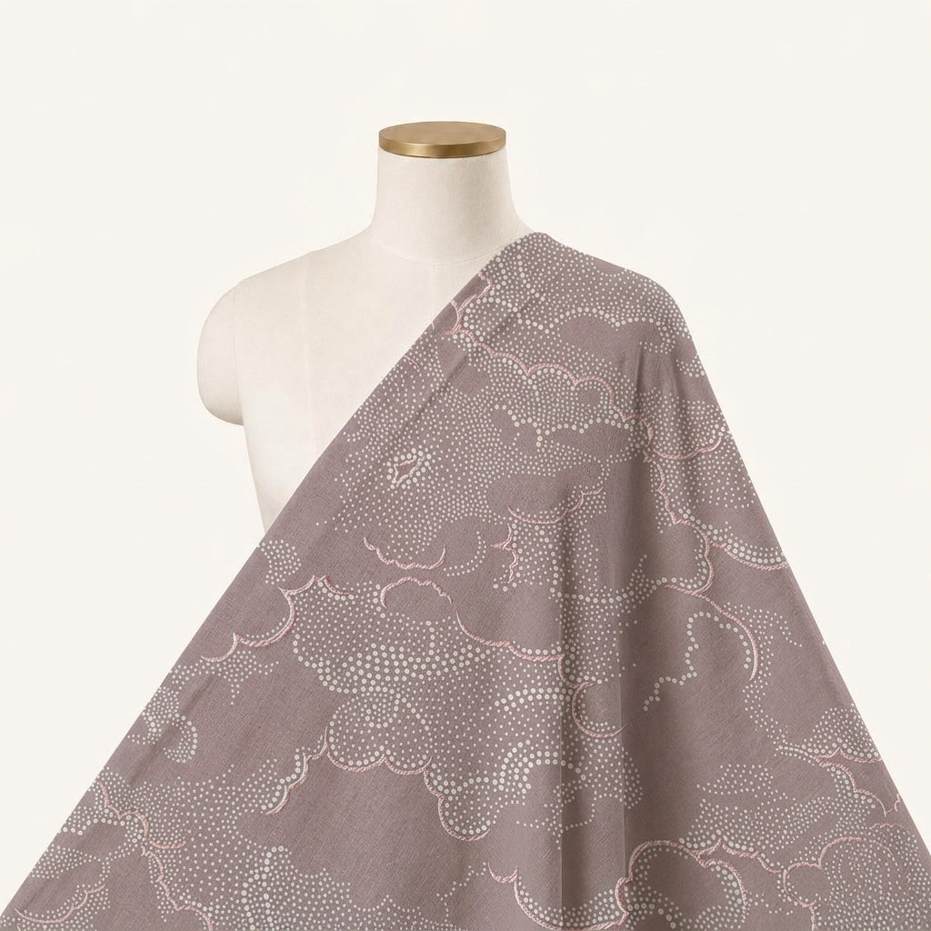 Foil Print Light Muave Foil Print Cotton Fabric Draped as a saree