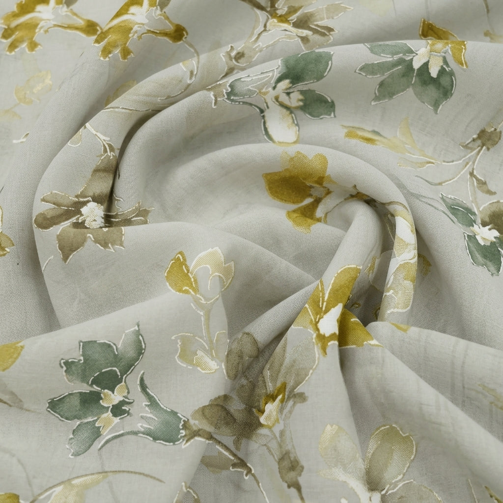 Swirled Foil Print Grey Foil Print Cotton Fabric