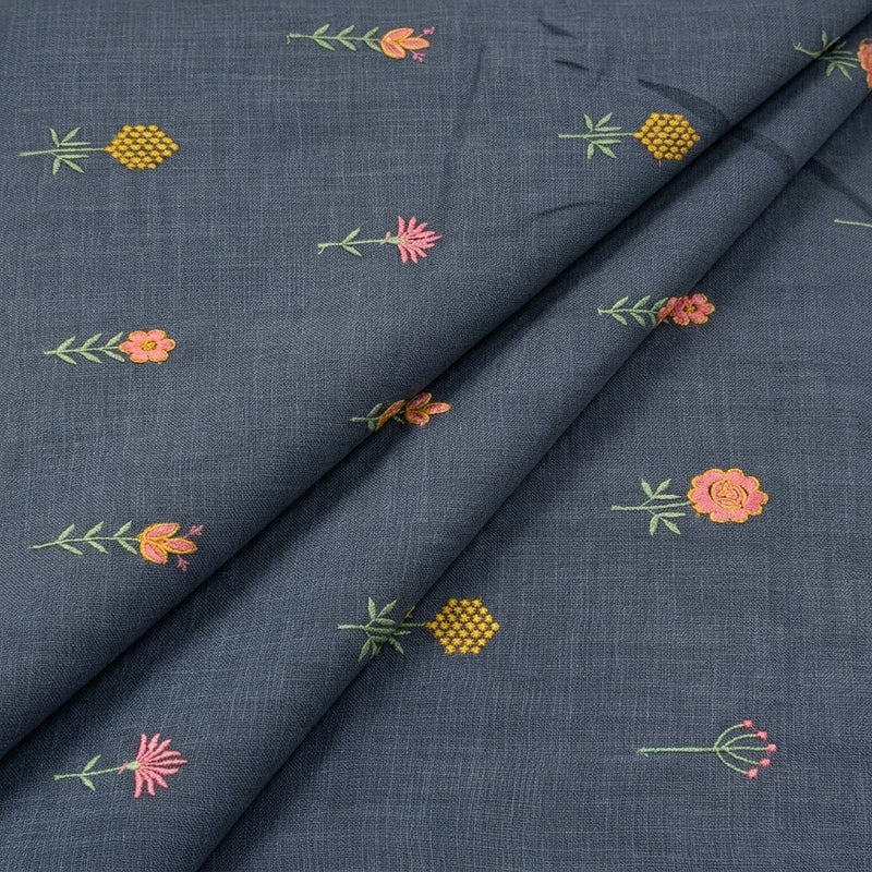 Floral Embroidery Linen Fabric - EA5012 - Folds