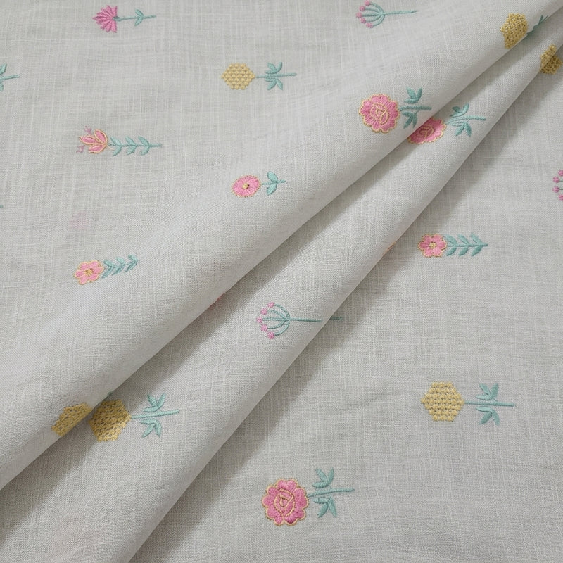 Floral Embroidery Linen Fabric - EA5013 - Folds