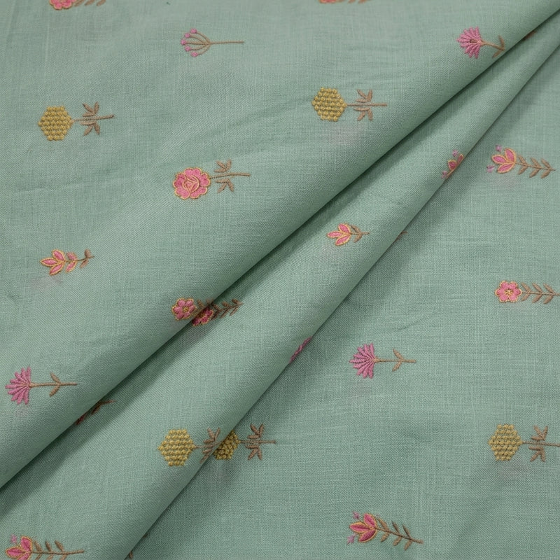 Floral Embroidery Linen Fabric - EA5014 - Folds