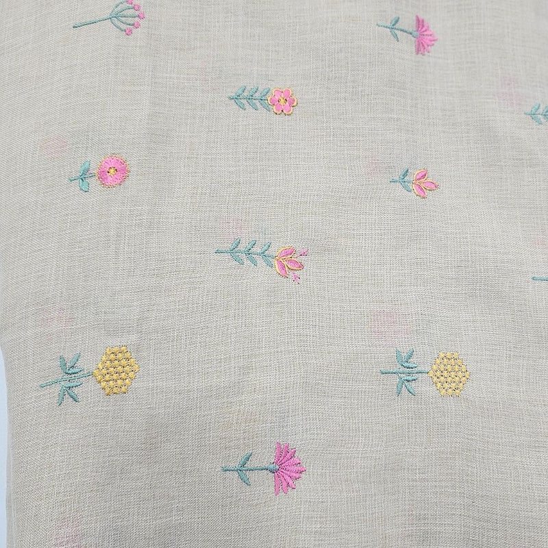Floral Embroidery Linen Fabric - EA5015 - Flat Fabric