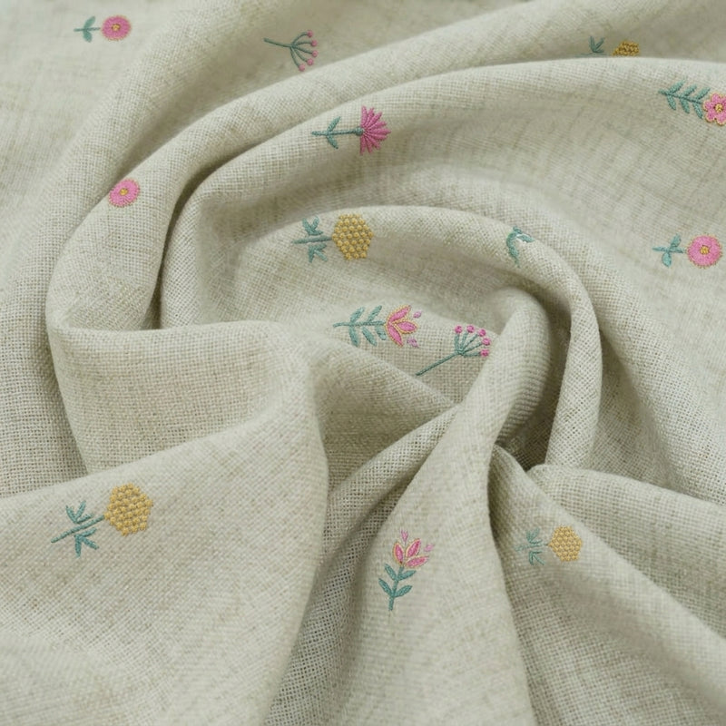 Floral Embroidery Linen Fabric - EA5015 - Swirl