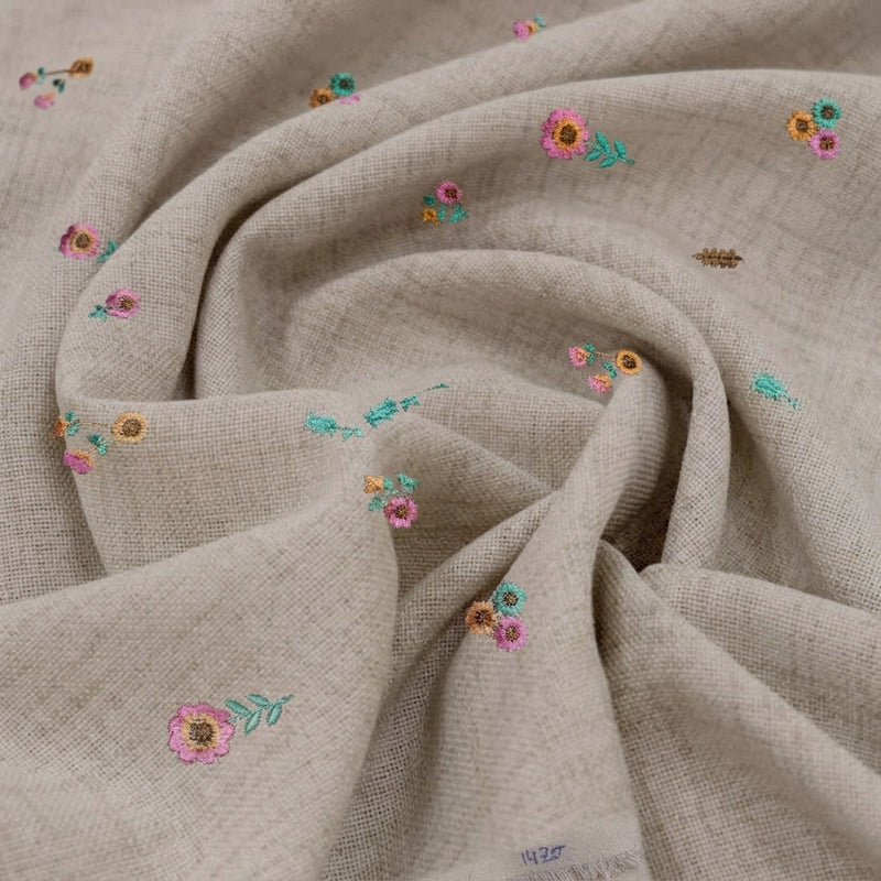 Floral Embroidery Linen Fabric - EA5016 - Swirl