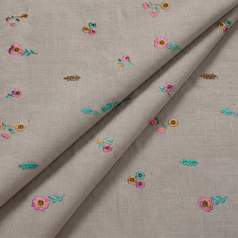 Floral Embroidery Linen Fabric - EA5016 - Folds