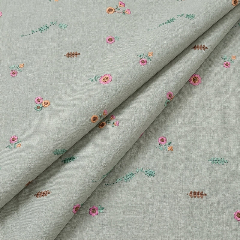 Floral Embroidery Linen Fabric - EA5017 - Folds
