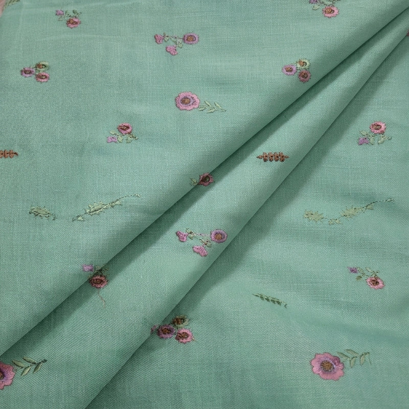 Floral Embroidery Linen Fabric - EA5018 - Folds