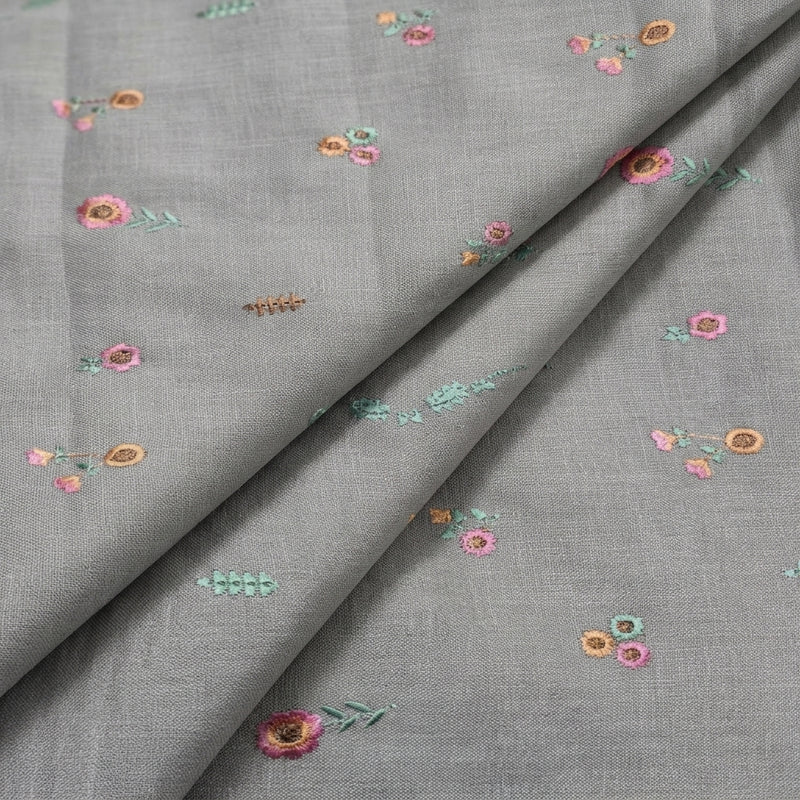 Floral Embroidery Linen Fabric - EA5019 - Folds