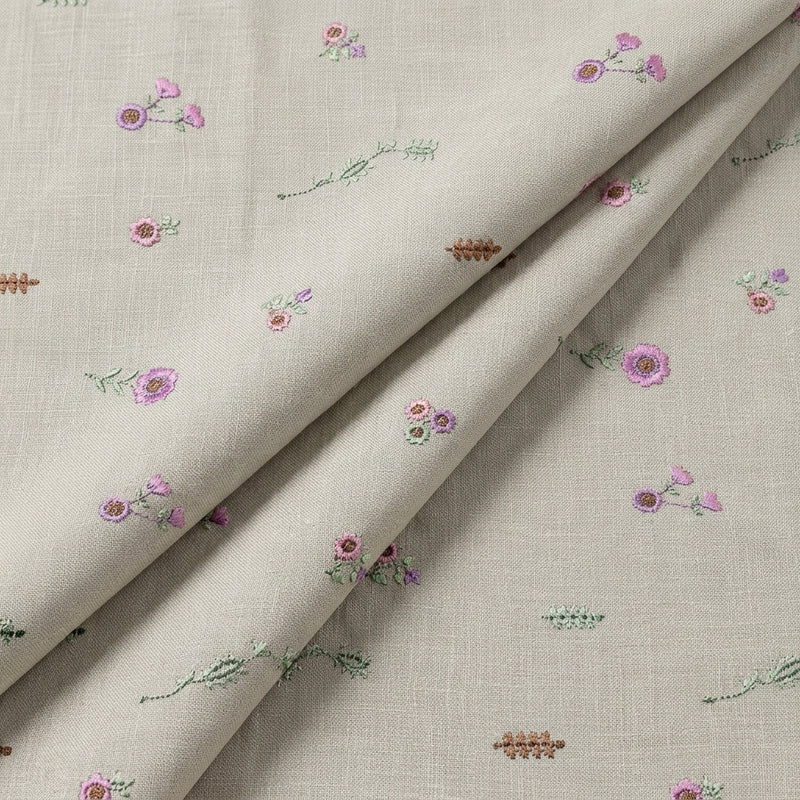 Floral Embroidery Linen Fabric - EA5020 - Folds