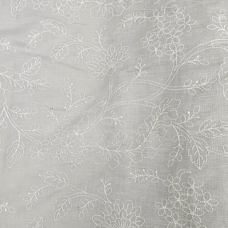 Floral Embroidery Linen Fabric - EA5021 - Flat Fabric