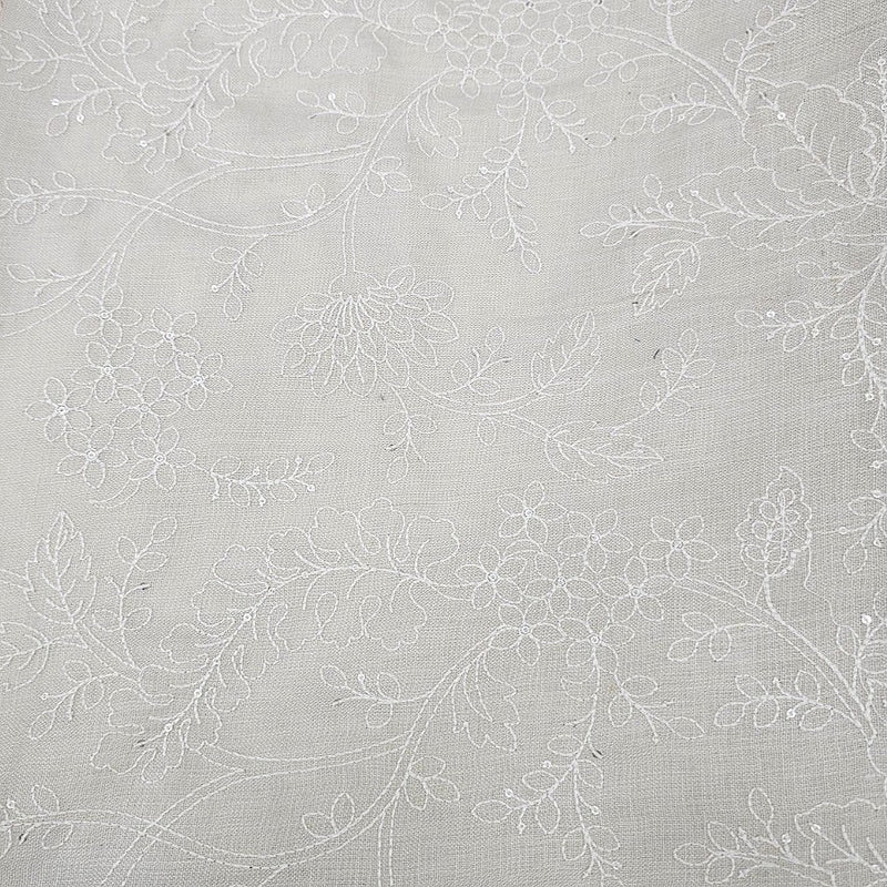 Floral Embroidery Linen Fabric - EA5022 - Flat Fabric