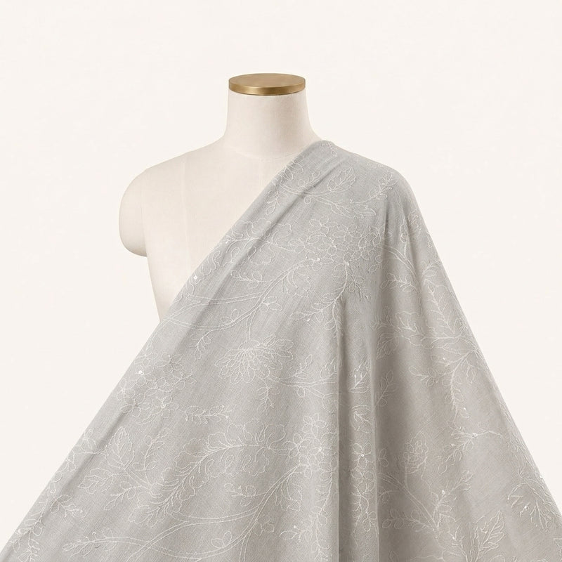 Floral Embroidery Linen Fabric - EA5022 - Saree Drape
