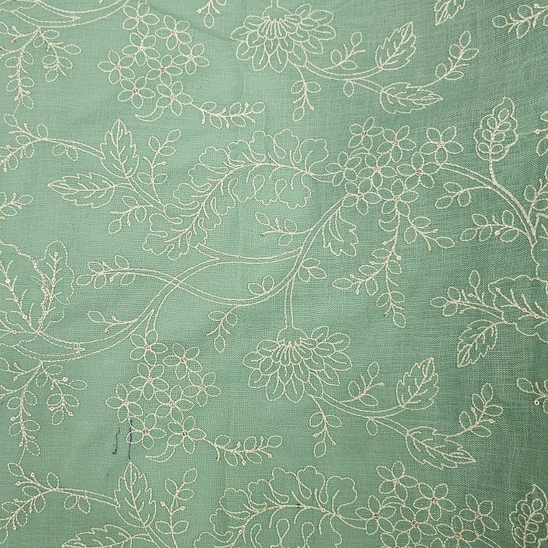 Floral Embroidery Linen Fabric - EA5023 - Flat Fabric