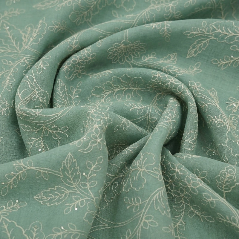 Floral Embroidery Linen Fabric - EA5023 - Swirl