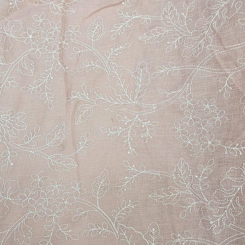 Floral Embroidery Linen Fabric - EA5024 - Flat Fabric