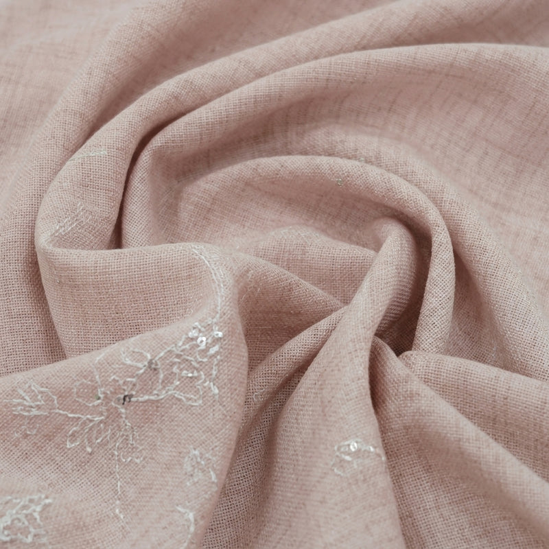 Floral Embroidery Linen Fabric - EA5024 - Swirl