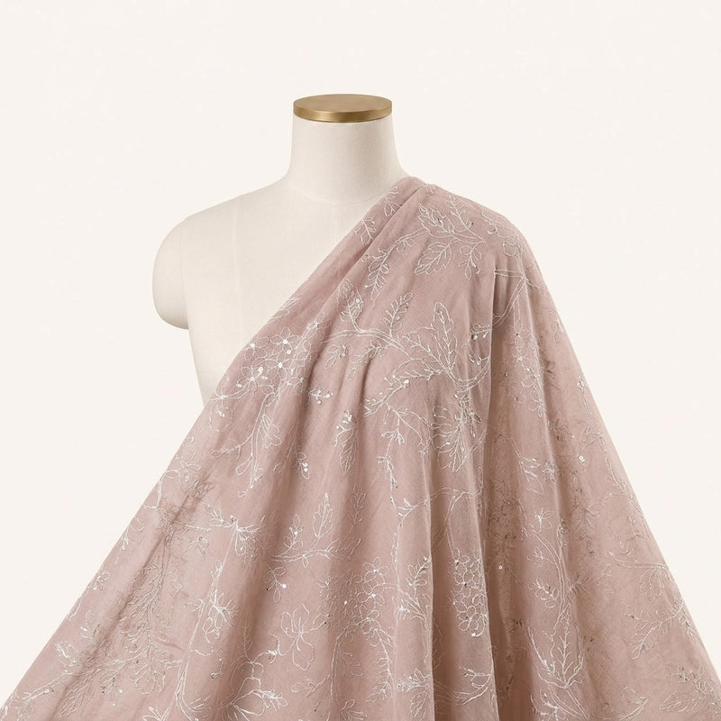 Floral Embroidery Linen Fabric - EA5024 - Saree Drape