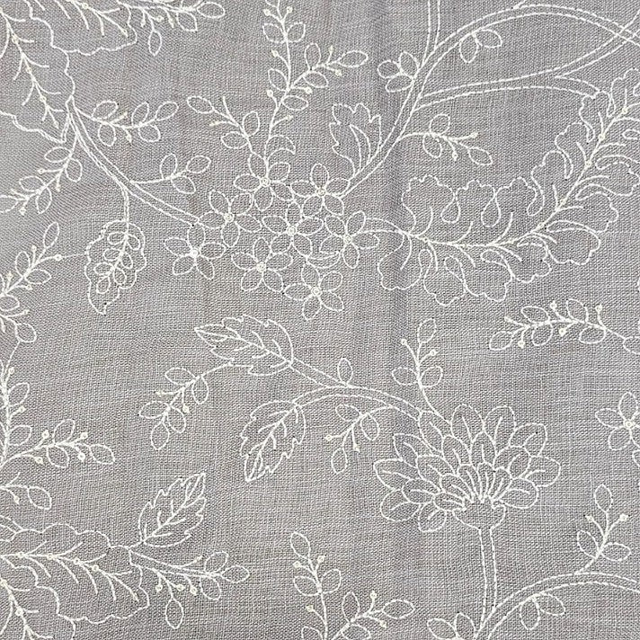 Floral Embroidery Linen Fabric - EA5025 - Flat Fabric